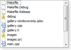 Screenshot of a Windows Vista style list widget