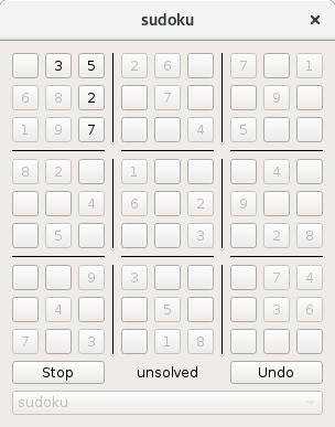 Screenshot of the Sudoku example