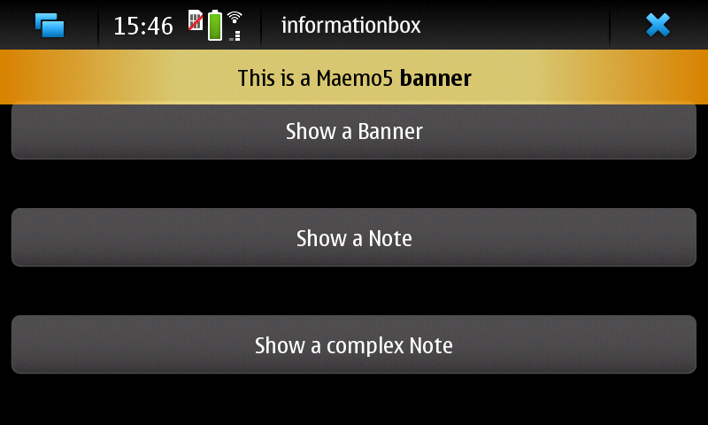 Screenshot of the Information Box example