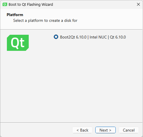 Boot to Qt Flashing Wizard.