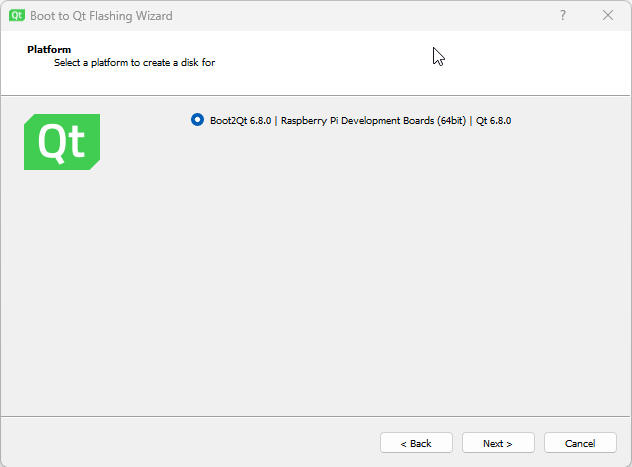 Boot to Qt Flashing Wizard.