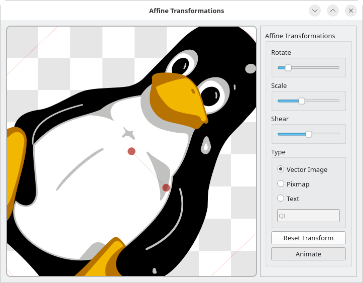 Demonstration of affine transformations on an image