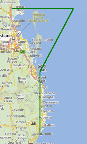 Green polyline on a map