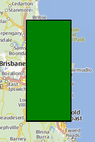 Green rectangle on a map