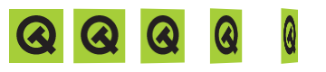 Five Qt logos showing 3D rotations around the vertical axis
