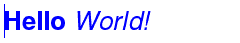 "Hello World!" text editing demonstration