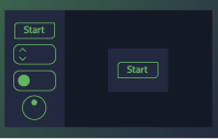 UI editor with button, switch, and dial controls