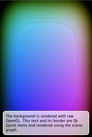 Animated squircle rendered with OpenGL under Qt Quick scene with text overlay