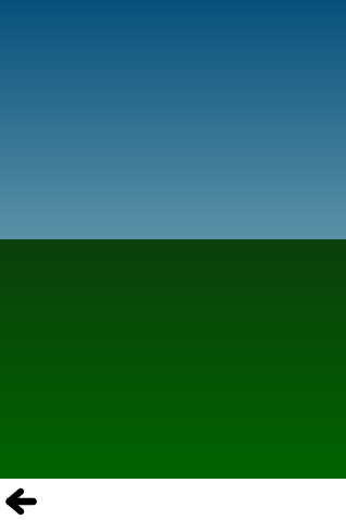 Sky gradient transitioning from blue to dark above green ground