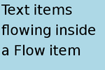 Text items wrapped like words on a page within a Flow positioner