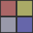 Four colored rectangles in a 2-by-2 grid with spacing