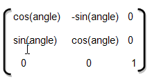 Rotation transformation matrix with cosine and sine of angle