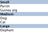 ListView with items grouped into sections with light blue header bars