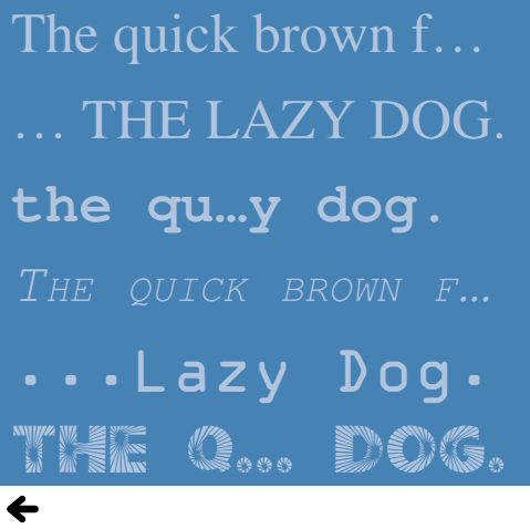 Text samples showing different fonts, letter spacing, and text styling effects