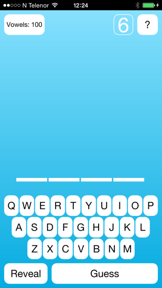Hangman game with letter keyboard and hidden word dashes