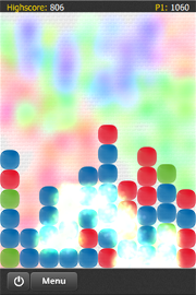 Same Game in progress with colored blocks and score display