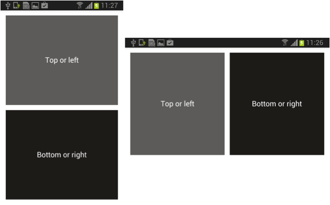 Portrait and landscape layouts showing Top or left and Bottom or right