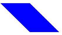 Blue rectangle sheared along the x-axis into a parallelogram