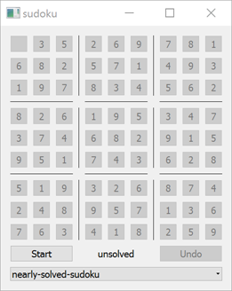Screenshot of the Sudoku example
