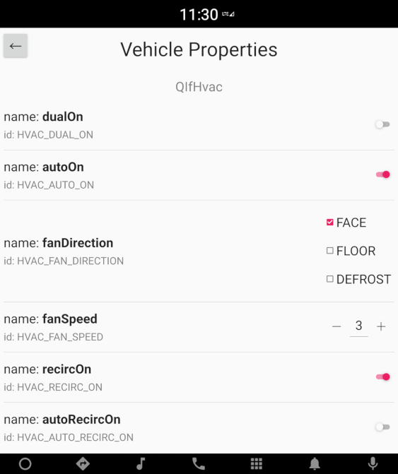 QtAA Vehicle Properties Browser Example Screenshot