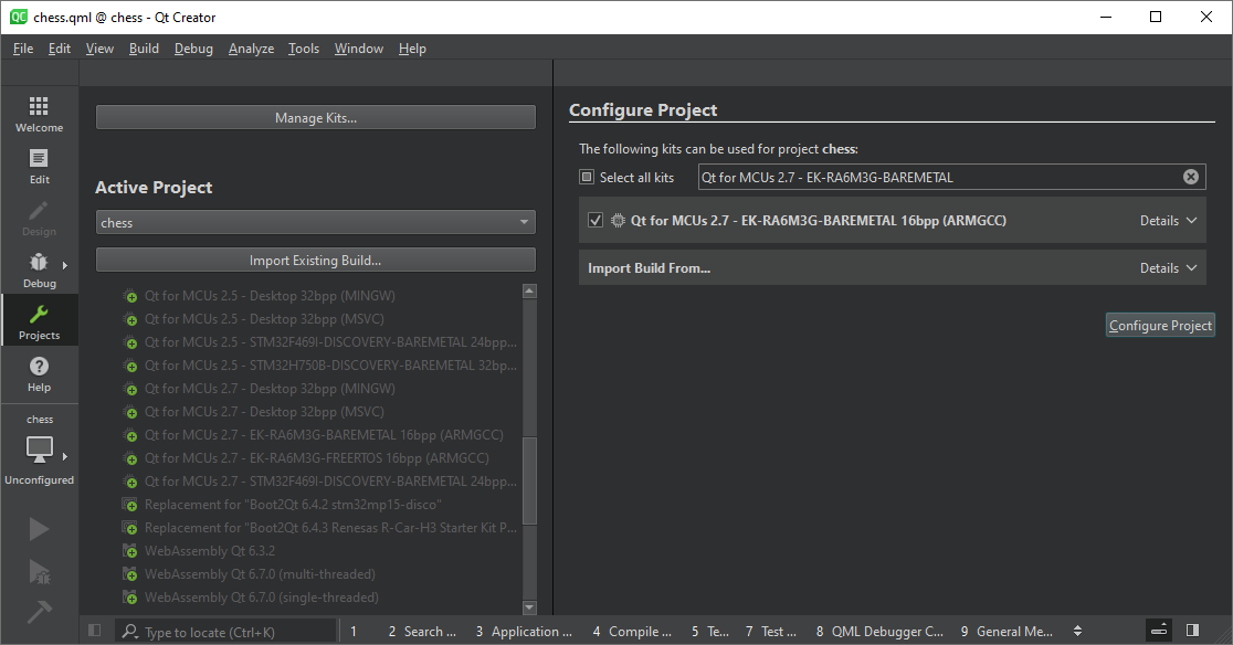MCU project configuration