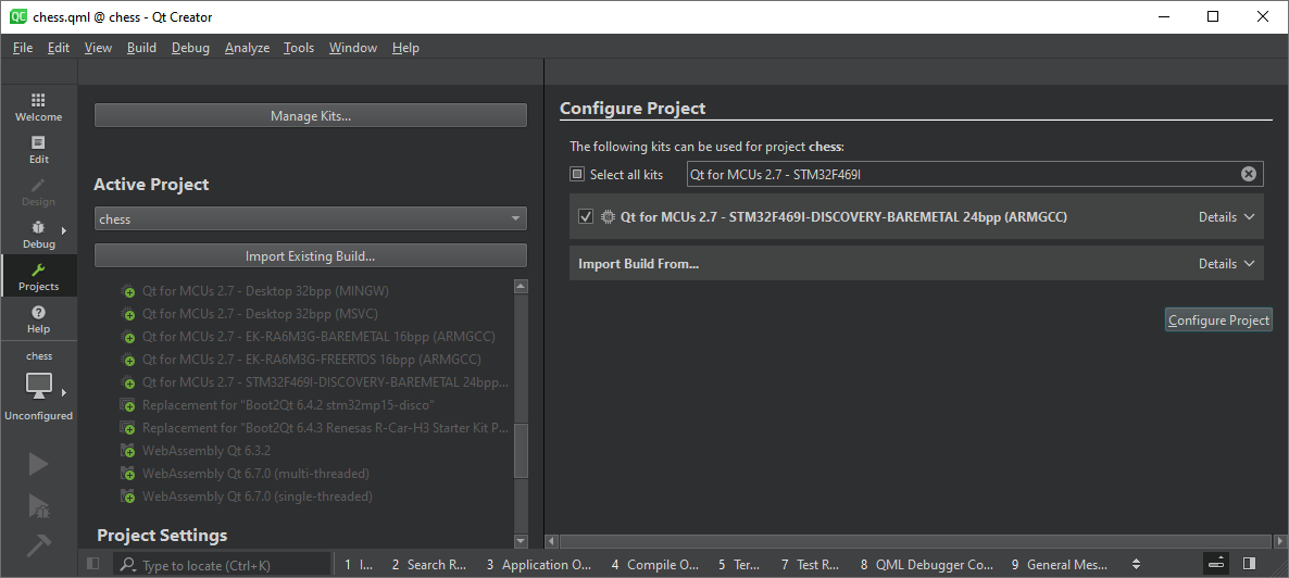MCU project configuration