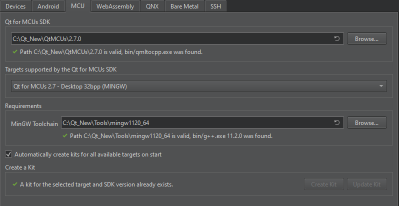 Qt CreatorでMCUの環境設定をする。