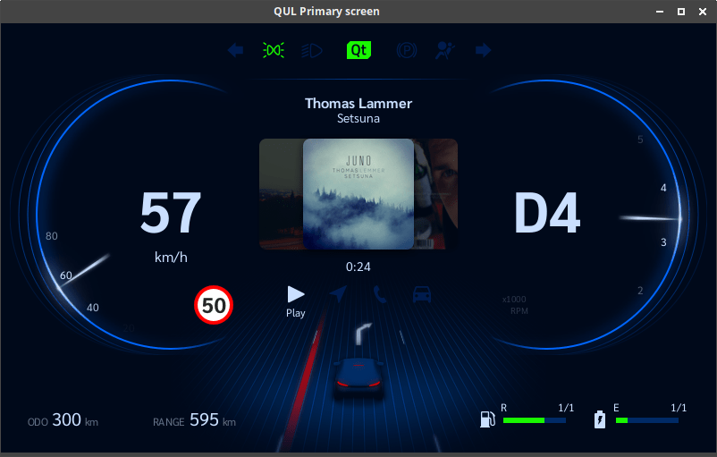 デジタルクラスターデモのノーマルモード。