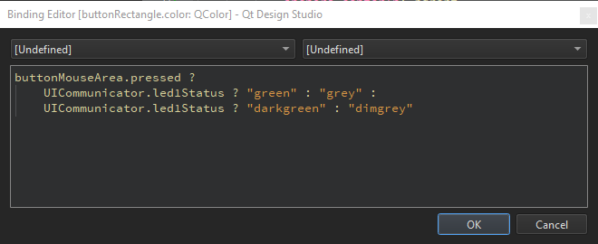 バインディングエディターでバインディング式を入力する。
