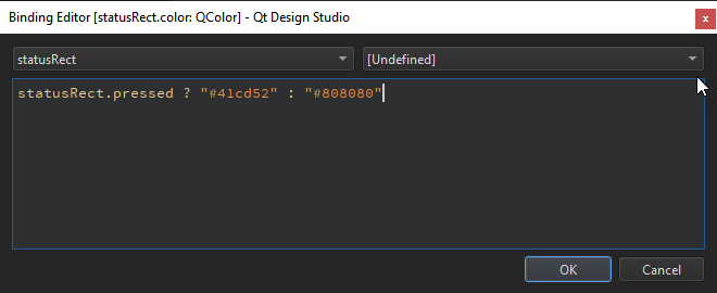 バインディングエディターでバインディング式を入力する。