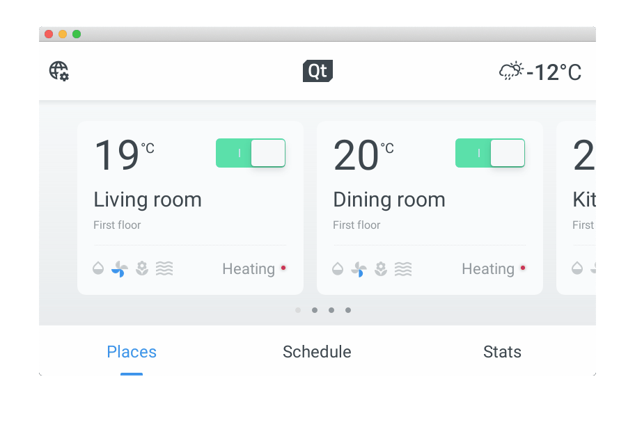 英語による大画面サーモスタットデモ。