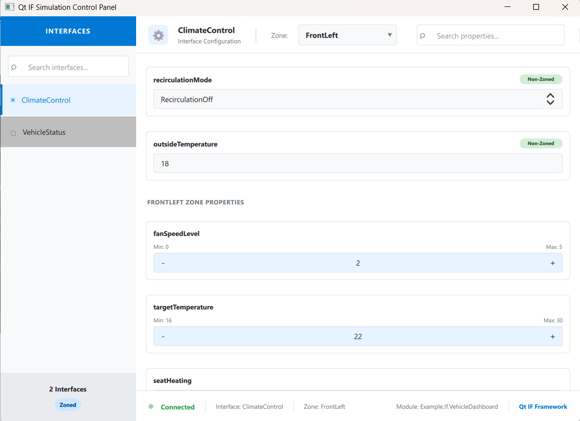 Simulation Control Panel