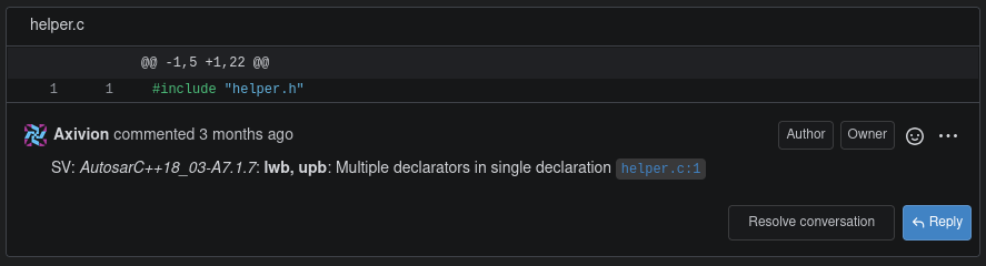A comment about a style violation posted by annotate_pr.