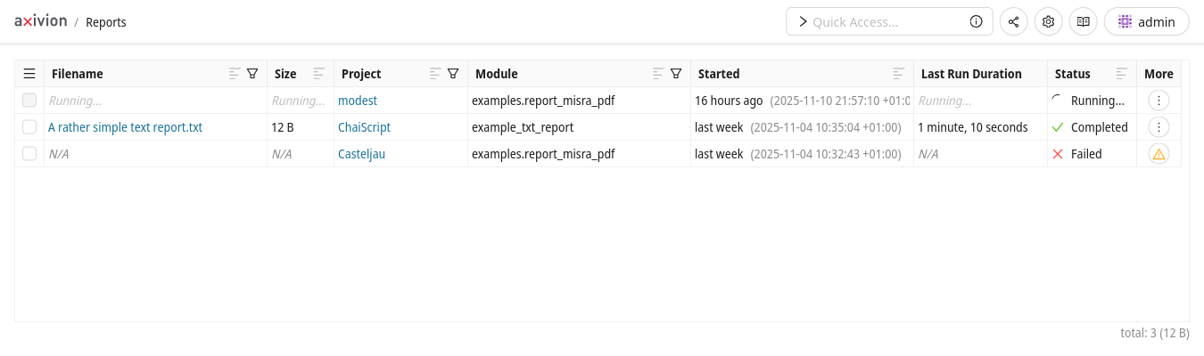 The User Reports Page