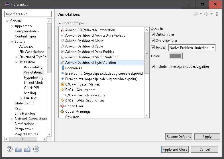 Eclipse annotation preferences.