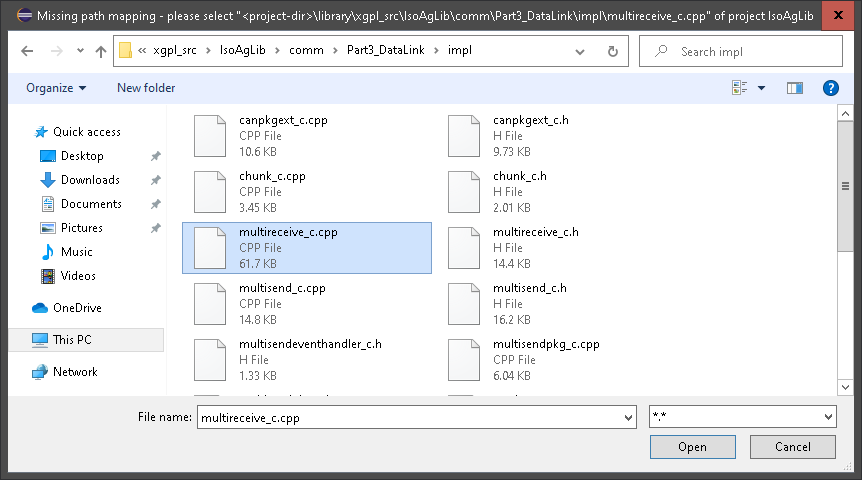 File chooser for files not covered by the file mapping.