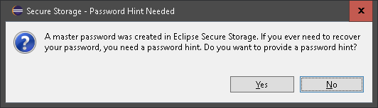 Secure storage setup in Eclipse.