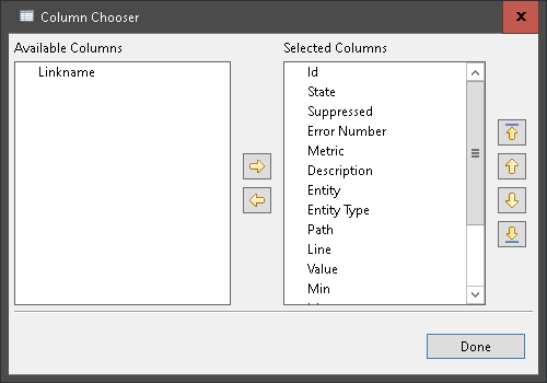 Issue table column chooser.