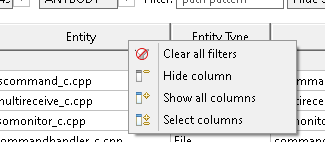 Issue table menu.