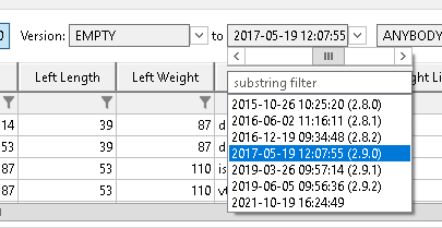 Version chooser dropdown menu.