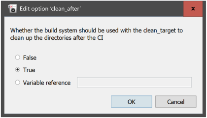 The dialog for editing boolean values