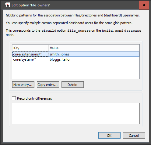 The dialog for editing dictionaries