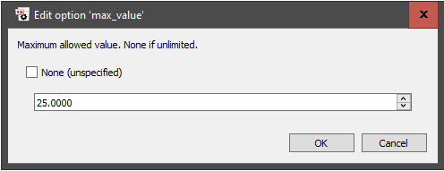 The dialog for editing floating-point values