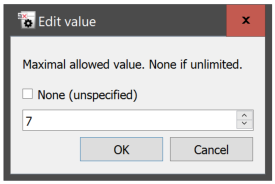 The dialog for editing an optional integer value