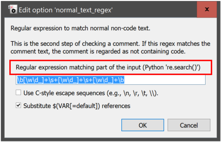 The dialog for editing string values