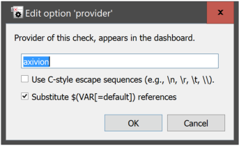 The dialog for editing string values
