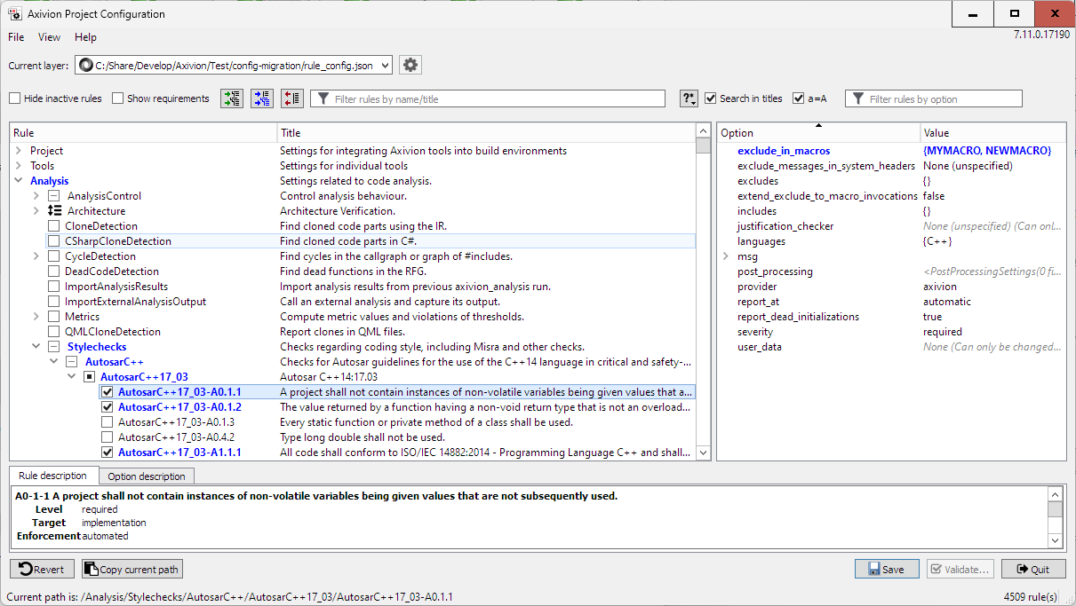 The main window of axivion_config.