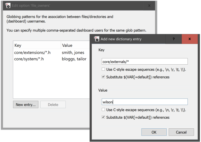 The dialog for adding a new dictionary entry