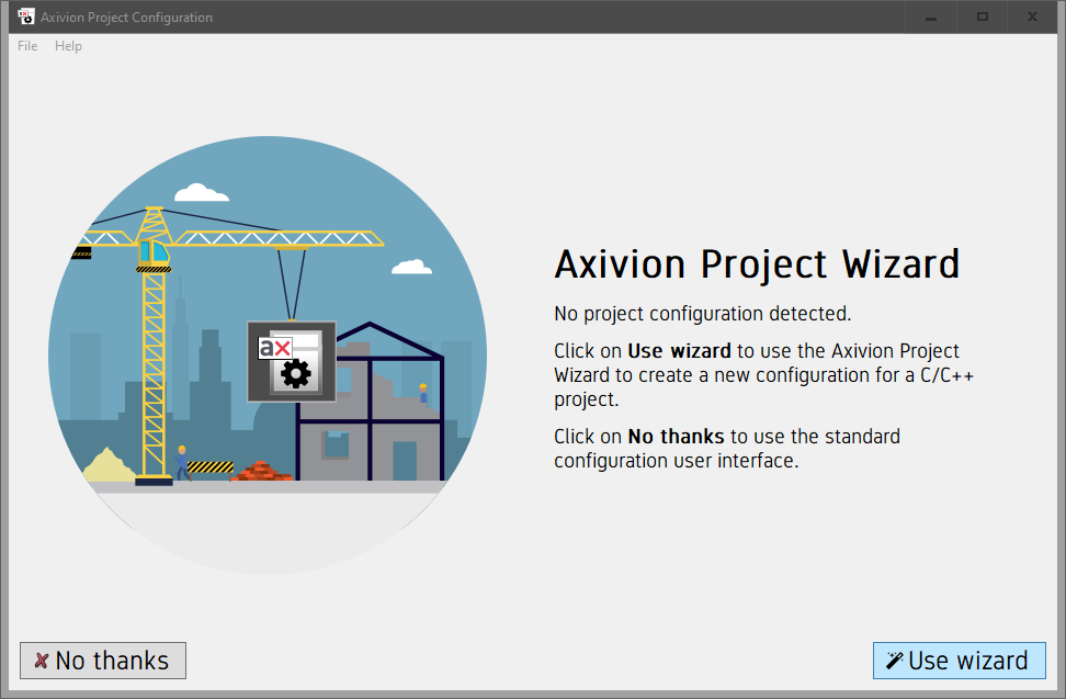 The project wizard of axivion_config.