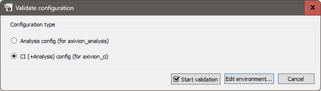 The 'Validate configuration' window